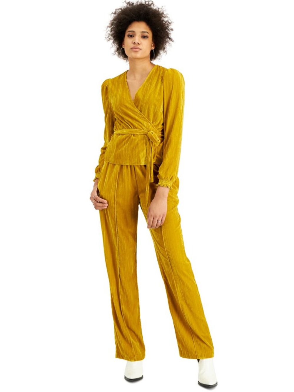 Leyden Womens Velvet Wrap Top